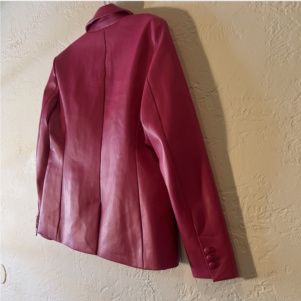 NWT BCBGeneration Faux Leather Blazer Suit Jacket in Pink Peacock - Size XS - Picture 7 of 9